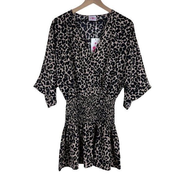 NWT Buddy Love Animal Printed Smocked Waist Lennox Mini Dress - Picture 2 of 7